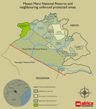 Chake in relation to other protected areas.